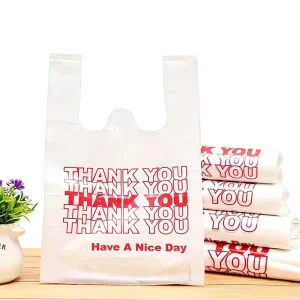 Durable HDPE Supermarket Tote Bags Customizable Vest Bags Gravure Printing for Promotional T-Shirt Packaging