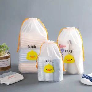 Durable Small Drawstring Bags Thickened Transparent Round Bottom Clothes Quilt Storage Packaging for Bedding