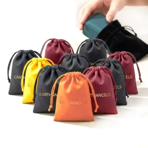 Dutch Velvet Drawstring Pouch with Custom Logo Screen Printing Storage Jewelry Container Bag