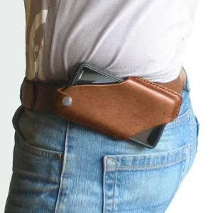 EDC Anti Theft Pu Leather 4mm Thick Moto & Biker Style Phone Sleeve Outdoor Purse Belt Bag All Seasons
