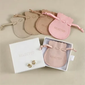 Eco Custom Logo Velvet Suede Microfiber Drawstring Bag Mini Jewelry Packaging Pouch Ring Earring Necklace Gift Bag for Festival