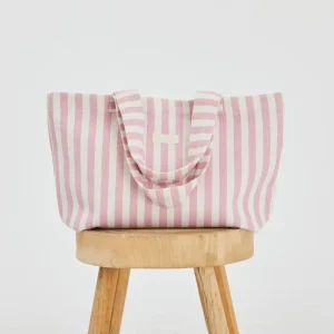 Eco Friendly Custom Logo Printing Striped Tote Canvas Bag Oversized Canvas Shoulder Beach Handbag Carry All Bag Women