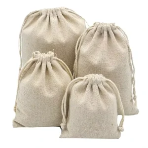 Eco-Friendly Custom Printed Drawstring Bag Reusable White Canvas Cotton Drawstring Dust Pouch Bags With Logo
