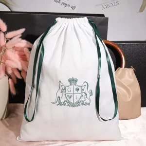 Eco Friendly Large White Cotton Shoe Underwear Storage Packaging Drawstring Pouch Custom Logo Muslin Cotton Dust Bag for Bags