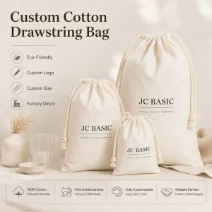 Eco Friendly Low MOQ Natural Recycled Cotton Drawstring Bag Reusable Breathable Dust Protector For Clothes And Accessories