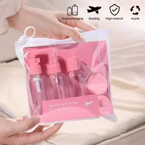 Eco Friendly Plastic Spray Bottle Skincare Tools Pink 7in1 Reusable Toiletry Set Mini Travel Capacity Bath