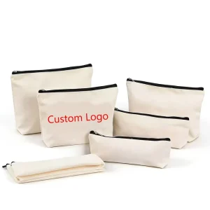 Eco friendly Cartoon Reusable Makeup Brush Storage Bag Cotton Canvas Zipper Durable Lightweight Travel Cosmetic