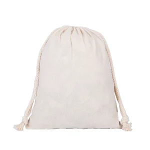 Eco friendly Custom Logo Printed Cotton Muslin Drawstring Bag Double String Dust Small Promotion Pouch Fashionable Lady Vintage