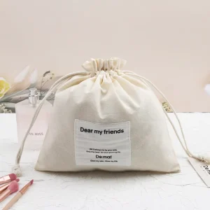 Eco friendly Drawstring Makeup Cosmetic Packaging Cotton Bag Soft Muslin Cotton Gift Drawstring Dust Pouches