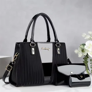 Elegant Fashion PU Waterproof Portable Large Capacity Tote Bag Handbag with Zipper Closure Women Bag