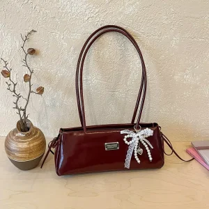 Elegant Pu Leather Women’s Underarm Bags Vintage High Quality Bowknot Shoulder Bag Fashion Daily Casual Ladies Handbags
