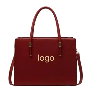 Elegant Red Pu Leather Handbag Top Handle Shoulder Bag Custom Logo Business Women Style Women’s Handbag