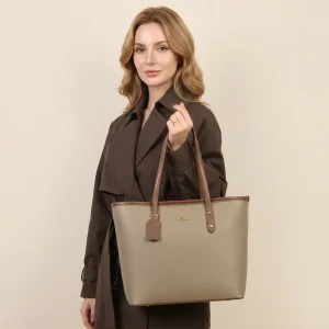 Elegant Women PU Leather Tote Bag Large Top Handle Shoulder Handbag for Daily Use