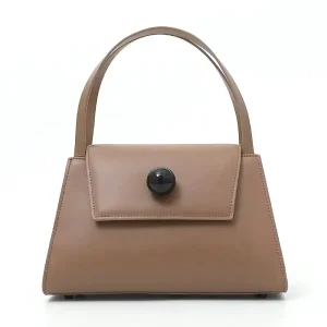 Elegant Women’s Genuine Leather Handbag Polyester Cotton Lining Chain Handmade Portable Open Lock Business Use