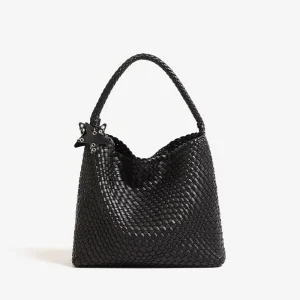 Elegant Women’s Open Closure Tote Bag with Woven PU Leather Design Large Capacity Bucket Underarm Bag Fashion Versatile Handbag