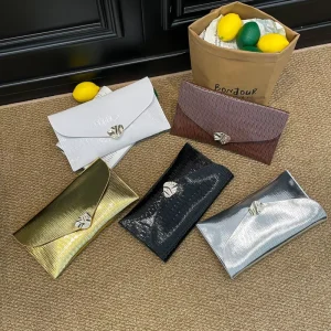 Elegant Women’s PU Leather Clutch Bag Large Capacity Envelope Handbag with Metal Lock Party Evening Wristlet