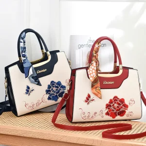Embroidery Flower Printed Handbags PU Leather Crossbody Bags Waterproof Shoulder Bag Custom Bag Manufacturer