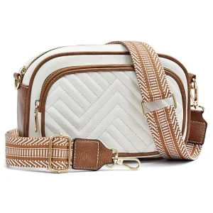 Embroidery Lattice Patchwork Vintage Popular Shoulder Bag Zipper Shoulder Crossbody Satchel Bags Purse Square Bag for Women