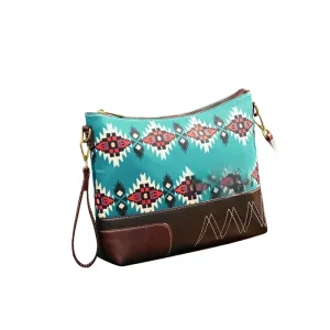 European American Retro Cross-border Printed Twill Waterproof Polyester Zipper Crossbody Women’s Bag Bohemian Aztec Denim