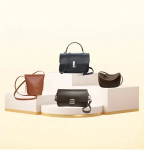 FSR768 Women’s Genuine Leather Crossbody Bag Simple High End Style with Zipper Closure Mini Fashionable Shoulder Bag for Winter
