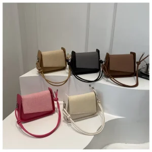Fabric Leather Patchwork Small Crossbody Bag Knotted Adjustable Strap Flap Shoulder Handbag For Ladies