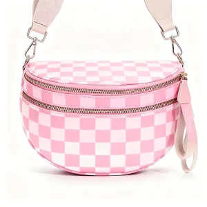 Factory Custom Logo Color Spacious Checkered Crossbody Bag Bum Bag Checkered Handbags Wallets For Women