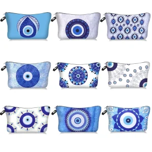 Factory Custom Logo Cosmetic Bags Devil’s Eye Print Storage Clutch Bag Travel Makeup Pouch Toiletry Bag