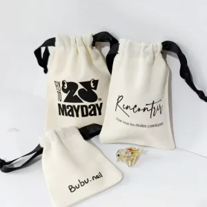 Factory Custom Logo Natural Cotton Packaging Drawstring Organic Cotton Gift Jewelry Packaging Bag Eco-Friendly Storage Gift Bag