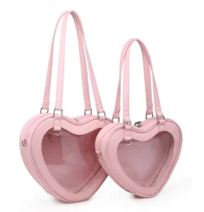 Factory Customized Heart Shape Ita Bag Clear Window Custom Design Transparent PVC Heart Handbag