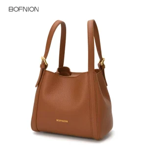 Factory Customized High Quality Cowhide Genuine Leather Women’s Bag New Fashionable Soft Two Portable Handles Durable Straps