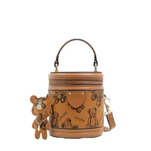 Factory Cylindrical Bag Fashionable Niche Design Handbag Retro Color-Block Butterfly Bucket Bags for Women