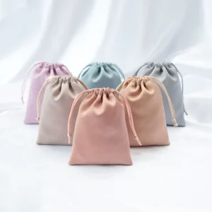 Factory Direct 8*10cm Drawstring Satin Pouch Faux Silk Dust Proof Bag for Jewelry and Accessories
