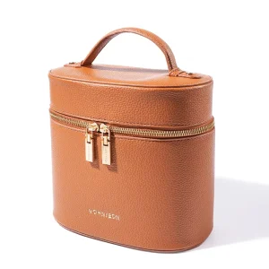 Factory Direct OEM Custom Logo Simple Portable Large Capacity PU Leather Travel Partition Cosmetic Handbag