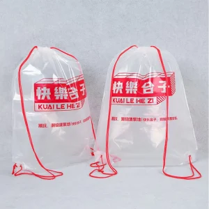Factory Directly Sale Customized Printed CPE Drawstring Bag for Clothing & Underwear Packaging Reusable CPE Drawstring