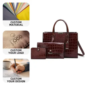 Factory New Customized 3 1 Women’s Handbags Set High Quality Designer Tote Crossbody PU Leather Water Resistant England Style