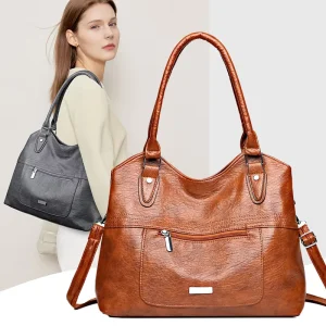 Factory New Fashion Minimalist Soft PU Large Bag Women’s Portable Single Strap Shoulder Crossbody Bag Zipper Closure