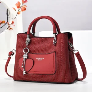 Factory New High End Women’s Handbag Pleated Pendant Crossbody Shoulder Bag with Durable PU Lining
