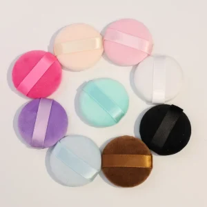 Factory Price Shape Reusable Washable Super Soft Multiple Colors Premium Velvet Pressed Customized Makeup Powder Puff Mophira