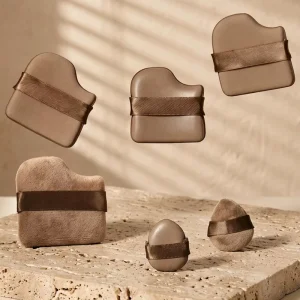 Factory Price Washable Non latex Brown Biscuit Makeup Sponge Set High Density Face Contouring Mini Thumb Cosmetic Powder Puff