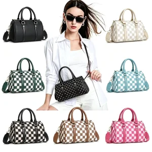 Factory Supply Top Handle Shoulder Checkered Hobo Bags Crossbody Bag Women Boston Pillow Bag with Adjustable Strap