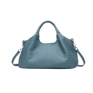 Factory Woven PU Leather Handbag Woven Leather Shoulder Tote Bag 2-Way Top Handle & Crossbody Bag for Women
