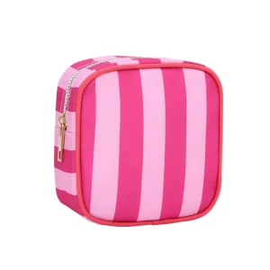 Factory Zipper Portable Lipstick Storage Bags Durable Oxford Striped Lightweight Makeup Bag Travel Cosmetic Bags