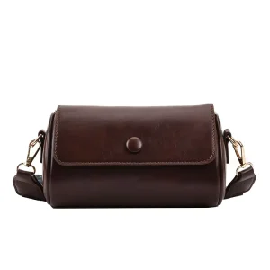 Fashion Broadband Shoulder Messenger Bag Retro Per Solid Color Cylinder Crossbody Bag
