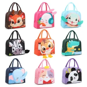 Fashion Cartoon 3D Animal Large Capacity Reusable Picnic Food Storage Ice Bag Waterproof Insulated Silk Lunch Tote Bag