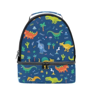 Fashion Design Customized Dinosaur Print Portable Insulated Bento Bag Lunch Cooler Bag for Kids