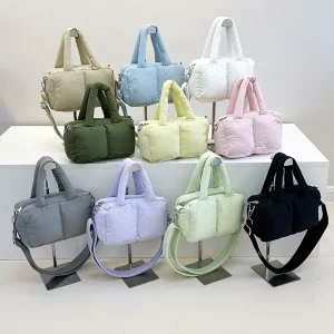 Fashion Down Cotton Jacket Handbag Women’s Casual Versatile Square Simple Soft Single Shoulder Crossbody Bag