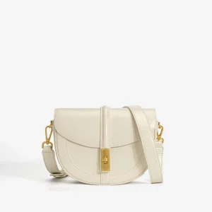 Fashion Genuine Leather Niche Design High end Crossbody Bag Women’s Shoulder Saddle Bag Lock Closure