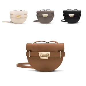 Fashion Half Moon Womens Crossbody Bag Smooth Pu Vegan Leather Gold Lock Shoulder Purse Custom Logo OEM Factory Saddle Bags