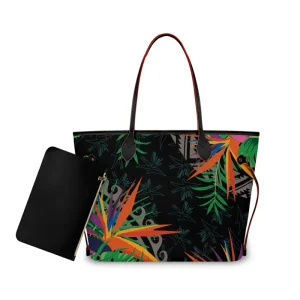 Fashion Handbag for Custom Print on Demand Bird of Paradise PU Women’s Large Tote Bag Including Small Bag Women’s Shoulder Bag