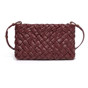 Fashion Handmade Woven Crossbody Shoulder Bag Small Square Mobile Phone Bag Zipper Closure Ladies Clutch Bag